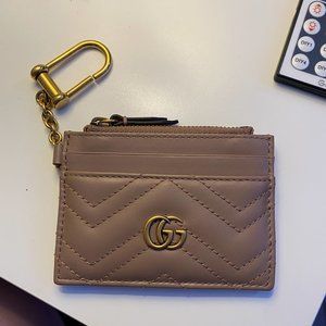 Gucci GG Marmont Keychain Wallet Pink Leather